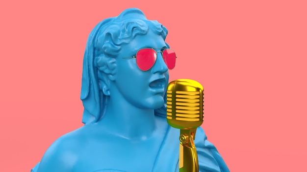 3d render una mujer canta popart moderno antiguo