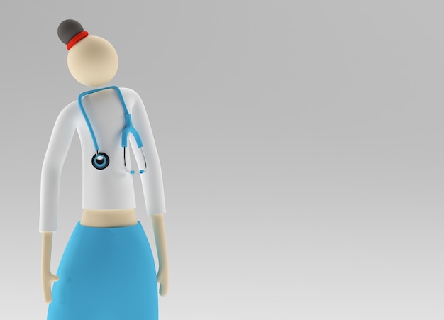 3D Render mujer médico usa gafas estetoscopio sobre un fondo de color.