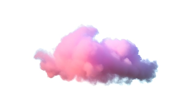 3d render nube suave de colores brillantes aislada sobre fondo blanco fenómeno de atmósfera de cúmulos esponjosos elemento de arte de clip de cielo realista generar ai