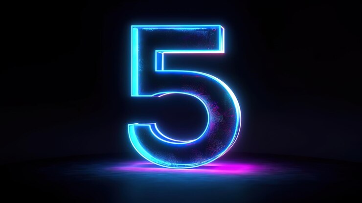 3d render número cinco silueta matemática digital símbolo Generativo Ai