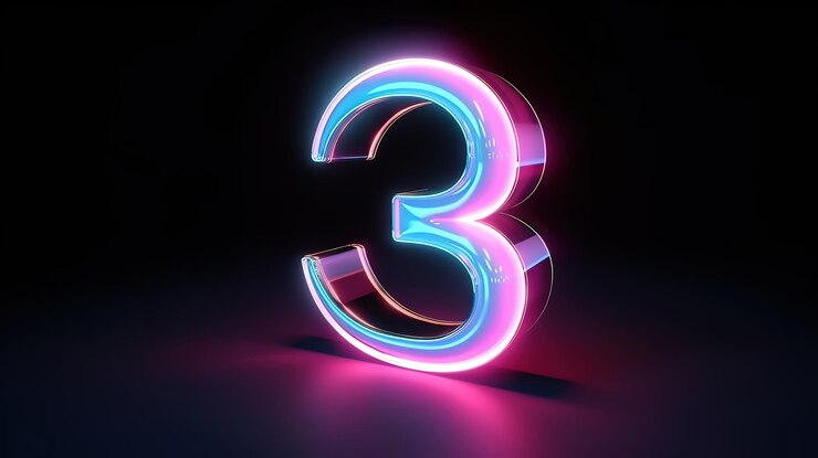 3d render número tres símbolo digital Generativo Ai