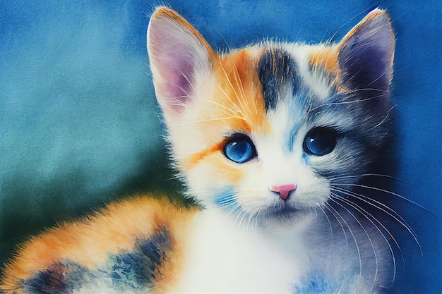 3D Render of Cat pintura de arte digital Acuarela Animales