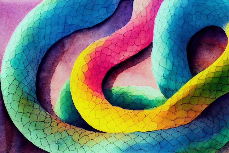Foto 3d render of snake arte digital pintura aquarela animais
