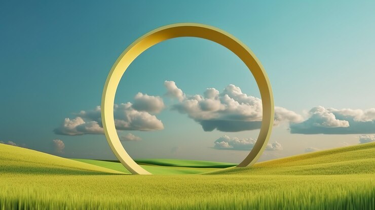 3d render paisaje panorámico Fondo abstracto con hierba verde Ai generativo