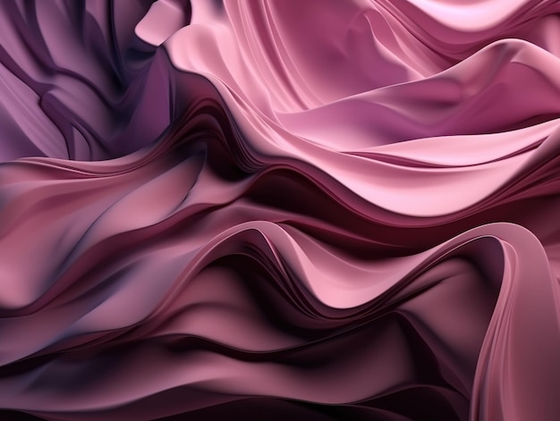 3d render papel tapiz abstracto moderno con película translúcida violeta rosa con curvas volantes capas y pliegues Fondo de moda Hierba aceite esencial aroma bootle y hoja Generativo Ai