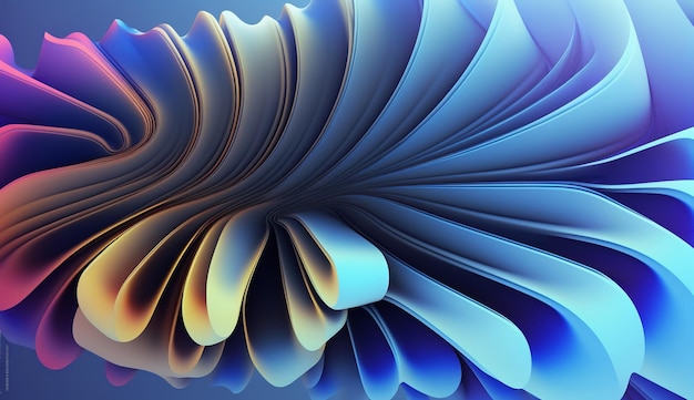 3D Render papel tapiz de moda ondulado tela azul macro fondo abstracto con volante textil plegado Ai generativo