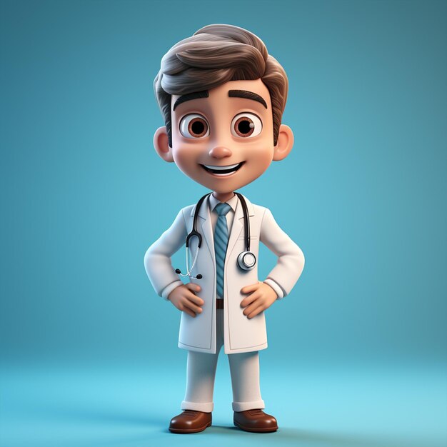 3d render personaje de dibujos animados médico humano