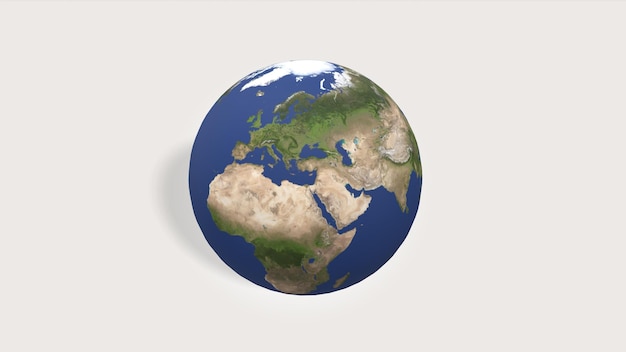 3D Render planeta tierra globo sobre fondo blanco.