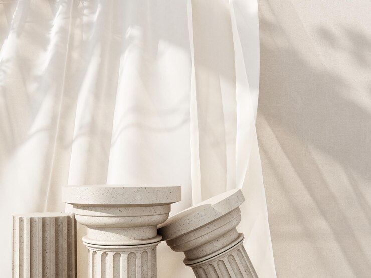 3d render podio en forma de clásico griego pilar dórico para la publicidad