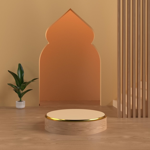 3D render podio islámico para la venta de Ramadán