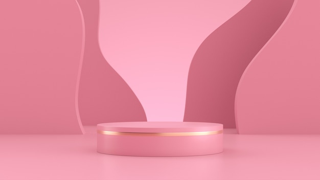 3d render podio rosa