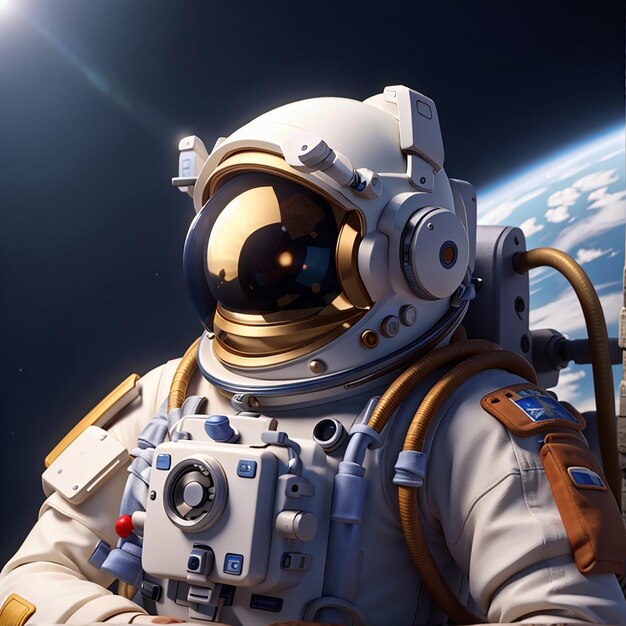 3D-Render-Raumfahrer-Astronaut mit Wecker 3D-Illustrationsdesign