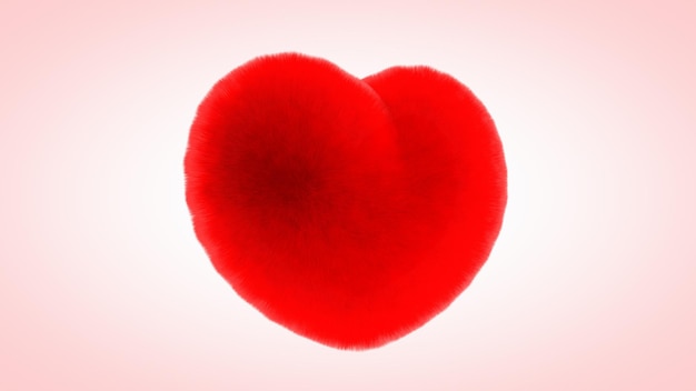 3D RENDER RED FLUFFY HEART AMOR PARA O Pós-Grau do Casamento