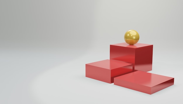 3d, render, rojo, podio, plano de fondo