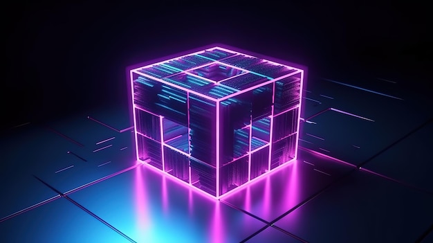 3d render rosa azul neón número diez Generativo Ai