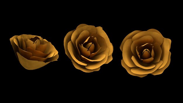 Foto 3d render rosas florescem