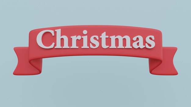 Foto 3d-render rotes band mit text weihnachten