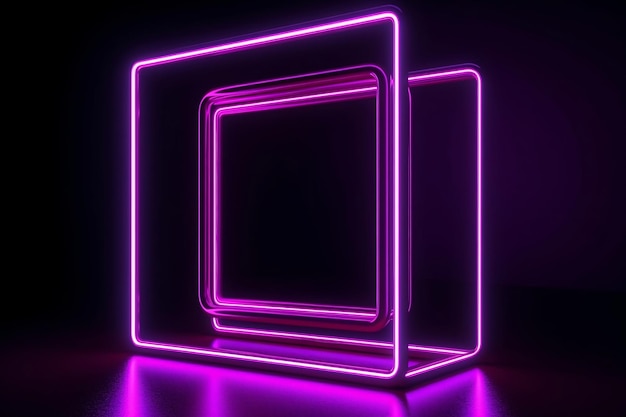 3d render roxo néon quadro quadrado espaço vazio ultravioleta com espaço de cópia para design AI gerar