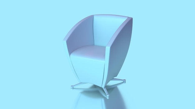 3d render silla cuadrada de cuero con reposabrazos en patas cruzadas neón azul rosa claro