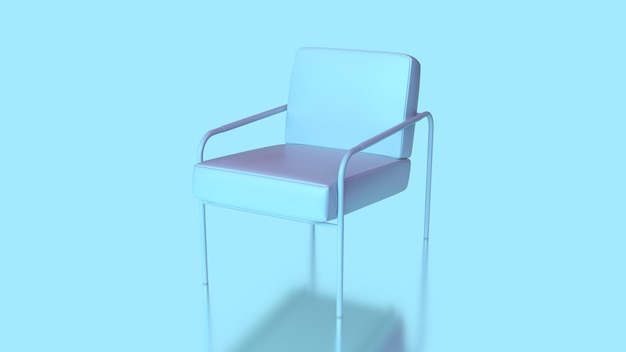 3d render silla rosa azul sobre cuatro patas tubulares de metal muebles de fondo de oficina de cuero iluminación de neón