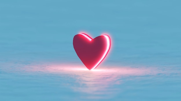 3D render símbolo de amor vermelho no lado da luz