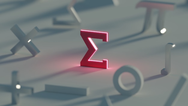 3d render símbolo sigma rojo oscuro matemáticas