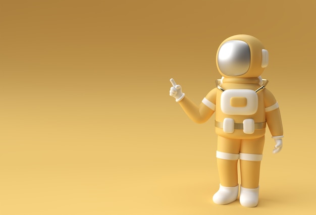 3D Render Spaceman Astronaut Hand zeigt Finger Geste 3D-Illustration Design.