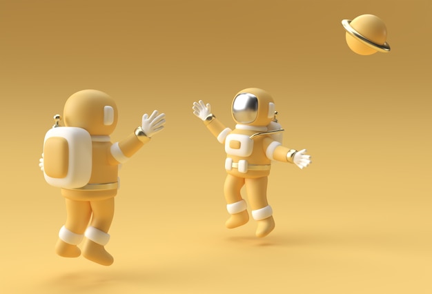 3d Render Spaceman Astronaut Jumping 3d illustration Design.