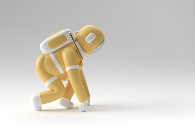 3d render spaceman astronaut running 3d illustration design.