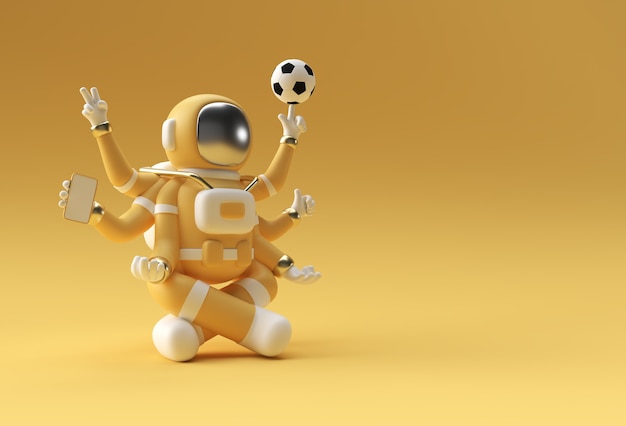 3D Render Spaceman Astronaut Yoga Gesten 3D-Illustration Design.