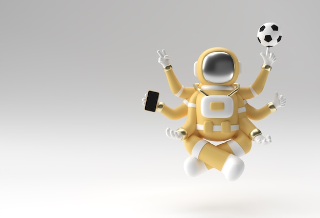 3D Render Spaceman Astronaut Yoga Gesten 3D-Illustration Design.