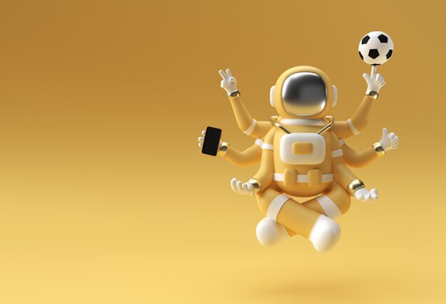 3D Render Spaceman Astronaut Yoga Gesten 3D-Illustration Design.