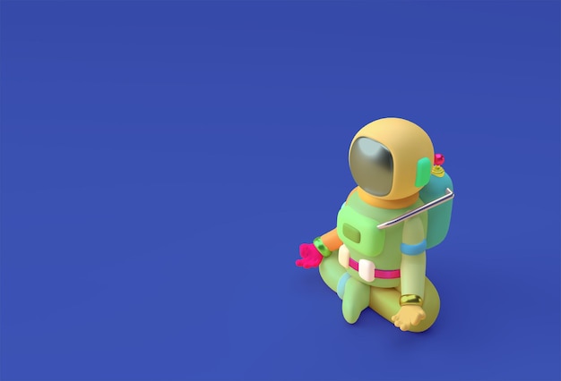 3d Render Spaceman Astronauta Yoga Gestos Ilustração 3D Design