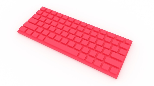 3d render teclado rosa sobre piso blanco