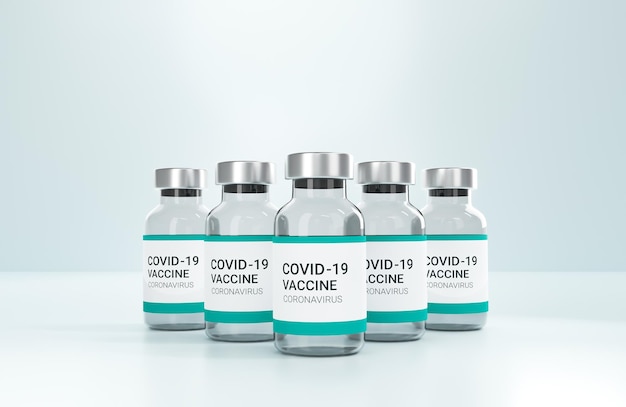 3D Render.vaccine gegen Covid-Konzept