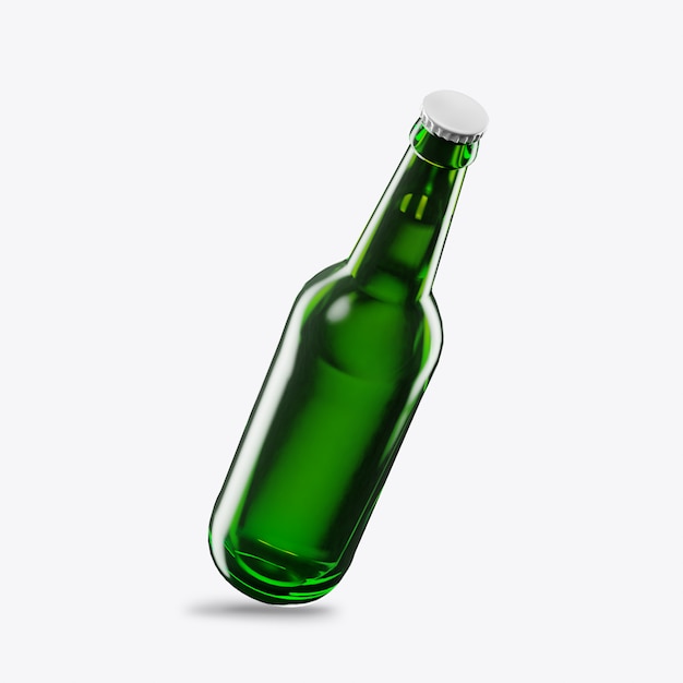 3D render verde garrafa de cerveja