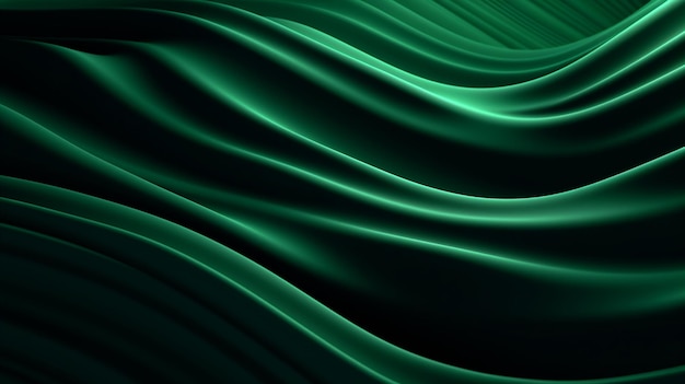 3d render verde na forma de ondas