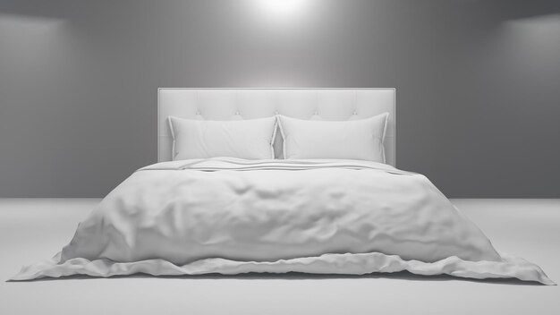 3D-Render-weißes Bett
