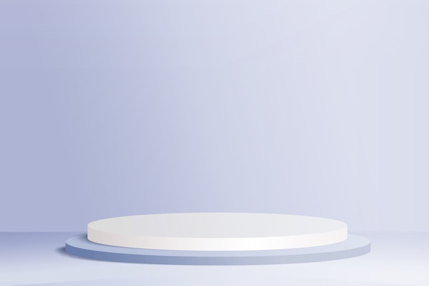 3D-Render weißes Podium für Produktpräsentation auf hellblauem Hintergrund