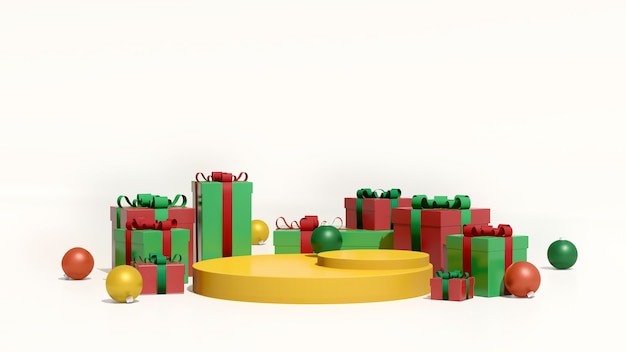 3D-Renderbild-Mock-up-Podium mit leerem Platz für Weihnachten und NeujahrProduktpräsentation