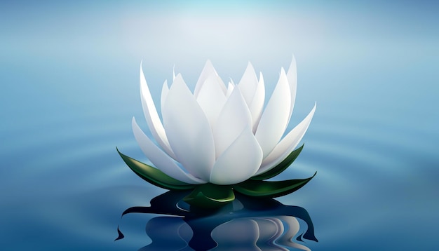 3D-Renderbild von Le Lotus Flower auf ruhigem Wellenwasser
