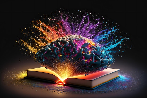 3D-Renderbuch und Brain Splash Brainstorming und inspirierendes Konzept