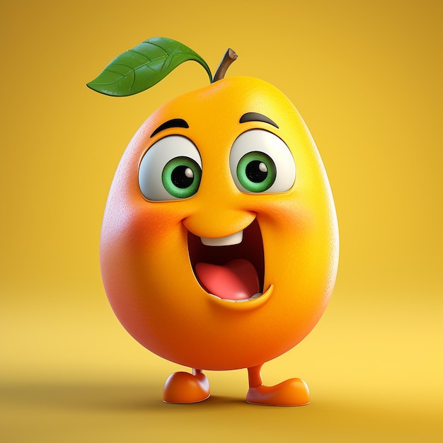 3D-Rendered Cartoonist Mango Happy