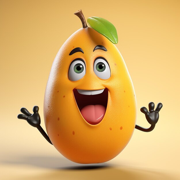 3D-Rendered Cartoonist Mango Happy