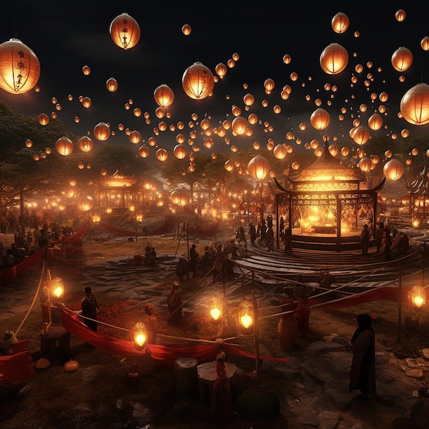 3D-Rendered-Fotos des Laternenfestivals