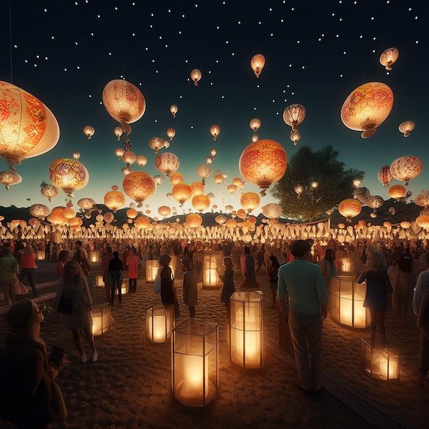 3D-Rendered-Fotos des Laternenfestivals