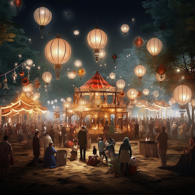 3D-Rendered-Fotos des Laternenfestivals