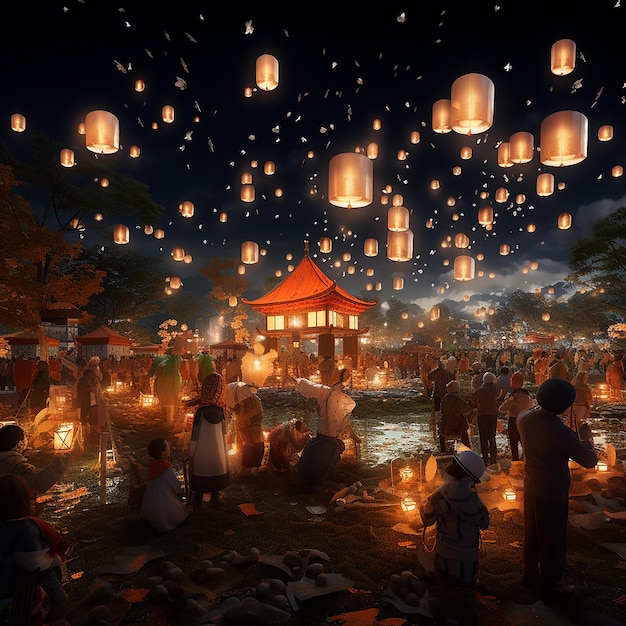 3D-Rendered-Fotos des Laternenfestivals