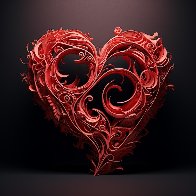 3D-Rendered Love geschrieben in moderner Typografie mit unauffälligen Herz-Ergänzungen