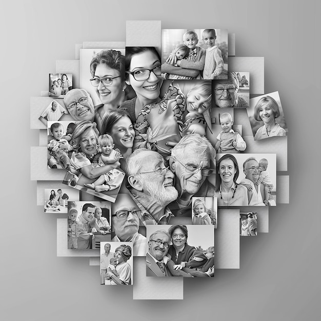 Foto 3d rendered photos of family collage templates half tone different designs